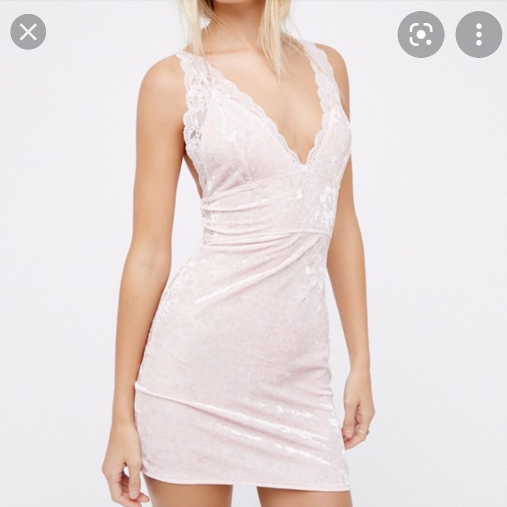 Pink velvet mini dress